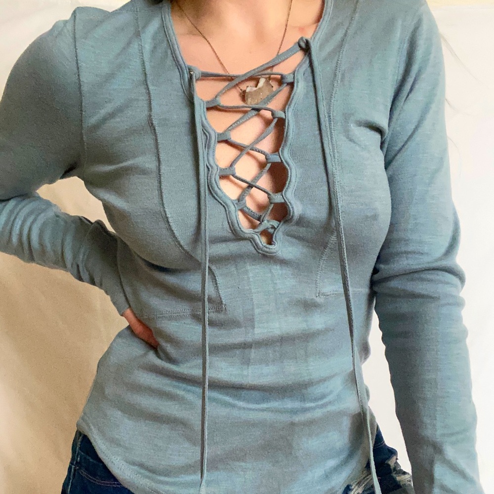 ☀️SOLD☀️ Stunning Free People Lace-Up Long Sleeve Top